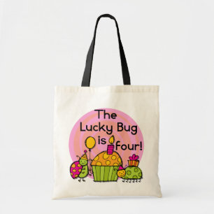 Lucky Bug Cupcake 4th Birthday T-shirts and Gifts Tote Bag
