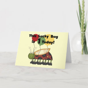 Lucky Bug is One Birthday Tshirts and Gifts Card