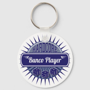 Lucky Bunco Dice Blue Vintage Retro Party Game Key Ring