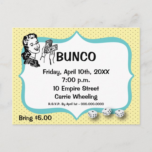 Lucky Bunco Player Postcard by Artinspired (Front)