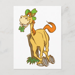 Lucky Cartoon Horse on St Patrick's Day postcard