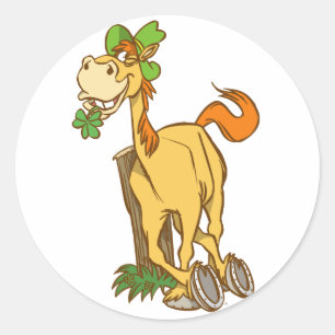Lucky Cartoon Horse on St Patrick's Day Sticker