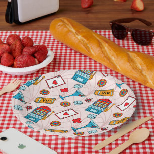 Lucky Casino Night Pattern Paper Plate