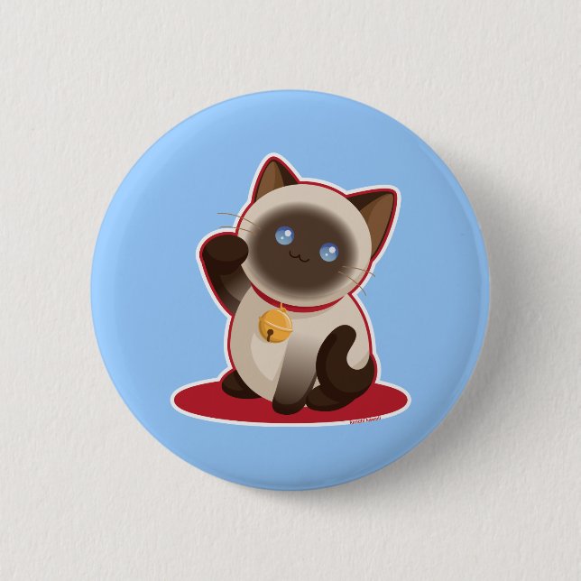 Lucky Cat 6 Cm Round Badge (Front)