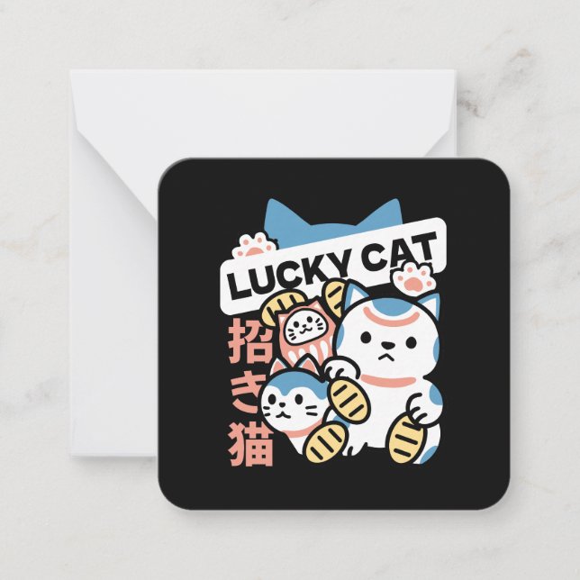 Lucky Cat Art – Maneki Neko with Gold Coin Card (Front)
