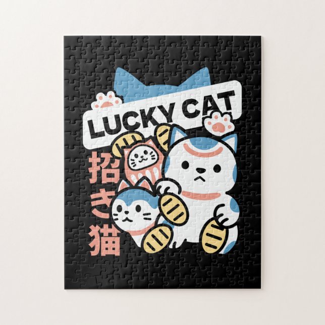 Lucky Cat Art – Maneki Neko with Gold Coin Jigsaw Puzzle (Vertical)