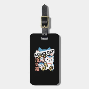 Lucky Cat Art – Maneki Neko with Gold Coin Luggage Tag