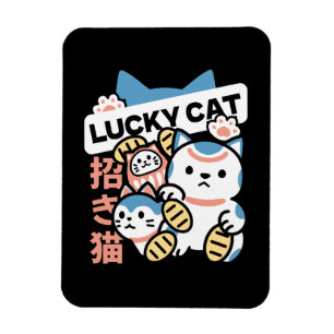 Lucky Cat Art – Maneki Neko with Gold Coin Magnet