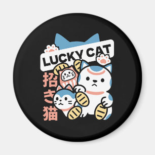 Lucky Cat Art – Maneki Neko with Gold Coin Magnet