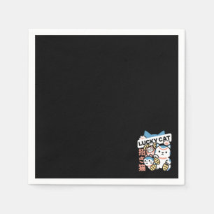 Lucky Cat Art – Maneki Neko with Gold Coin Napkin