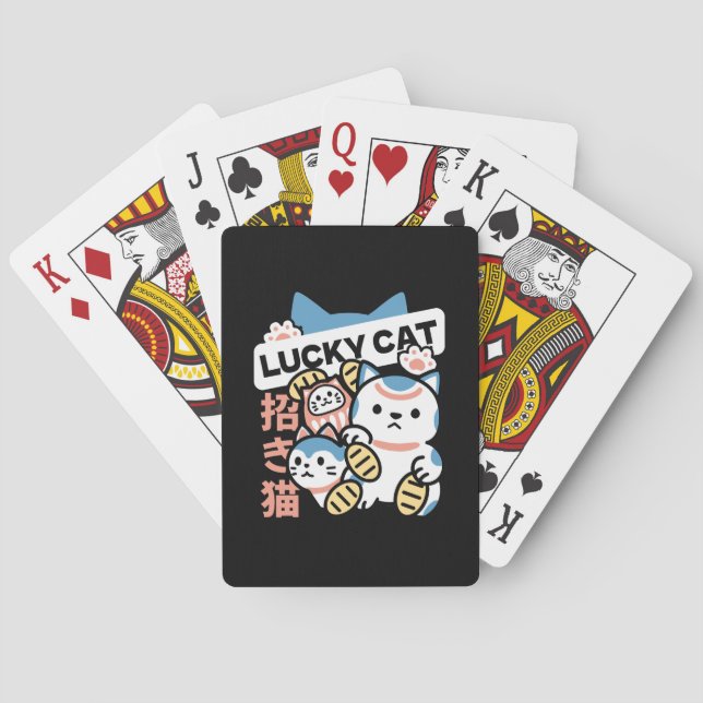 Lucky Cat Art – Maneki Neko with Gold Coin Playing Cards (Back)