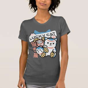 Lucky Cat Art – Maneki Neko with Gold Coin T-Shirt