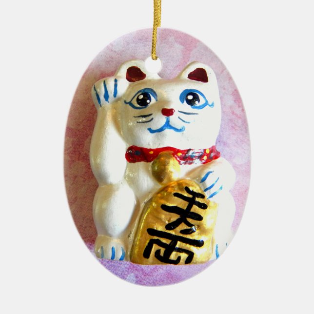 Lucky Cat Ceramic Tree Decoration (Front)