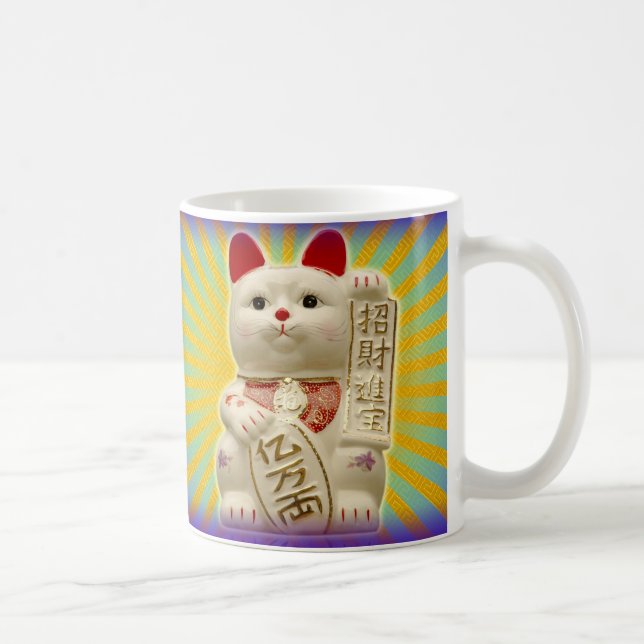 Lucky Cat Japanese Good Luck Waving Cats Coffee Mug (Right)