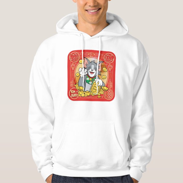 Lucky Cat Jerry With Gold Sycees Hoodie (Front)