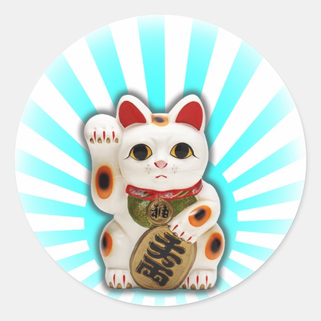 Lucky Cat (Maneki-neko) Classic Round Sticker (Front)