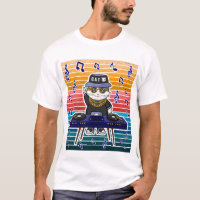 Lucky Cat Maneki Neko DJ Retro Music Art