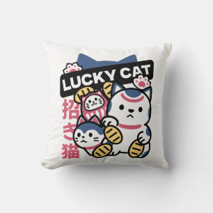 Lucky Cat Maneki Neko – Japanese Fortune Cat  Cushion