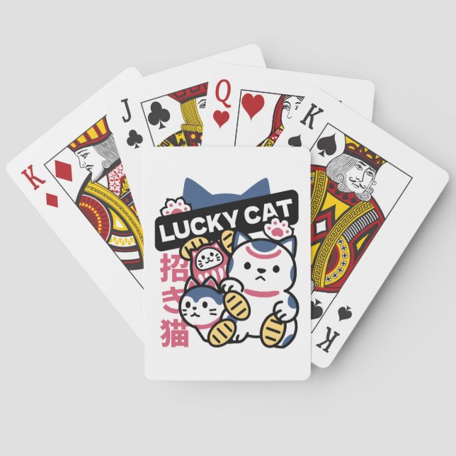 Lucky Cat Maneki Neko – Japanese Fortune Cat  Playing Cards (Back)