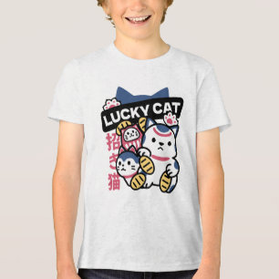 Lucky Cat Maneki Neko – Japanese Fortune Cat  Tri-Blend Shirt