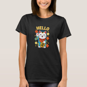 Lucky Cat Maneki Neko Japanese Waving Cat Lucky Ch T-Shirt