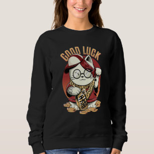 Lucky Cat Maneki Neko Sad Aesthetic Edgy Streetwea Sweatshirt