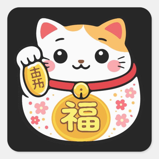 Lucky cat Maneki Neko stickers (Front)