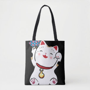 Lucky Cat Maneki Neko Tote Bag