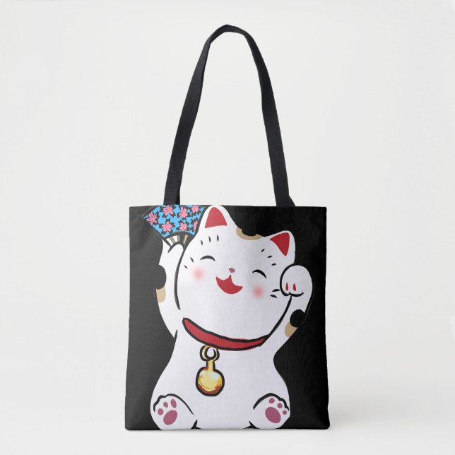 Lucky Cat Maneki Neko Tote Bag (Front)
