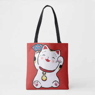Lucky Cat Maneki Neko Tote Bag