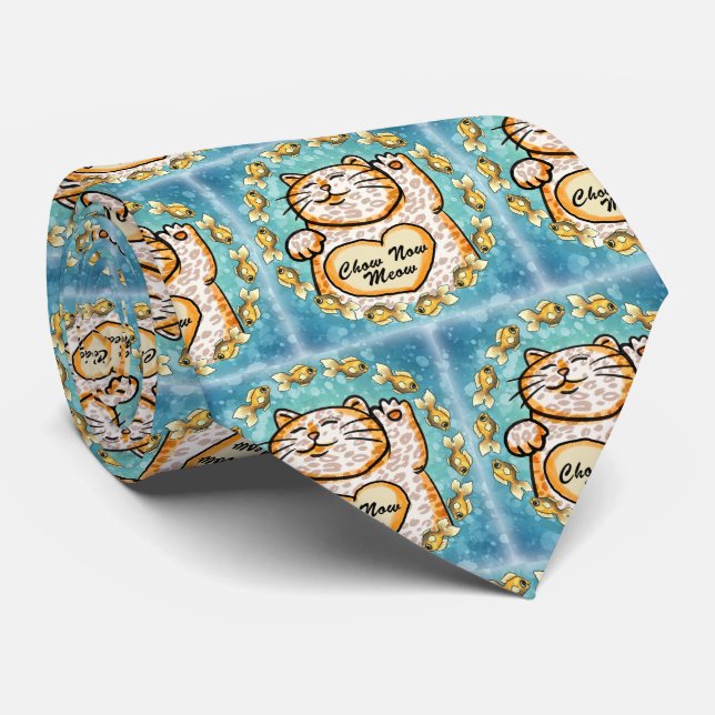 Lucky Cat Meow  Tie (Rolled)