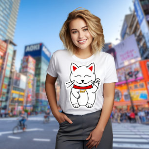 Lucky Cat Modern Minimalist Personalised T-Shirt Tri-Blend Shirt