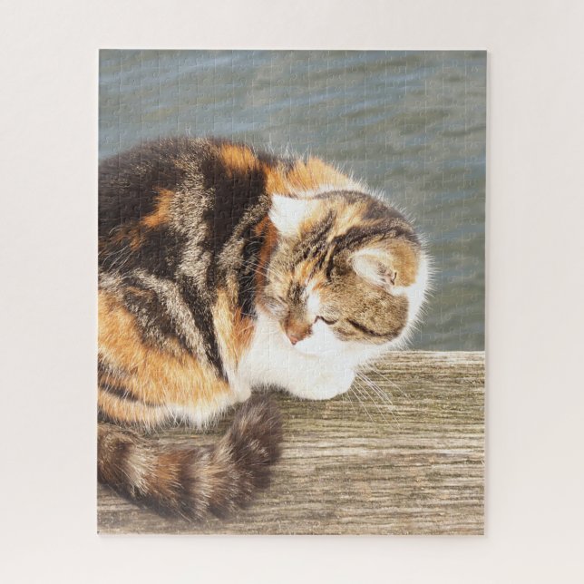 lucky cat, multi-lane on a board at the water thro jigsaw puzzle (Vertical)