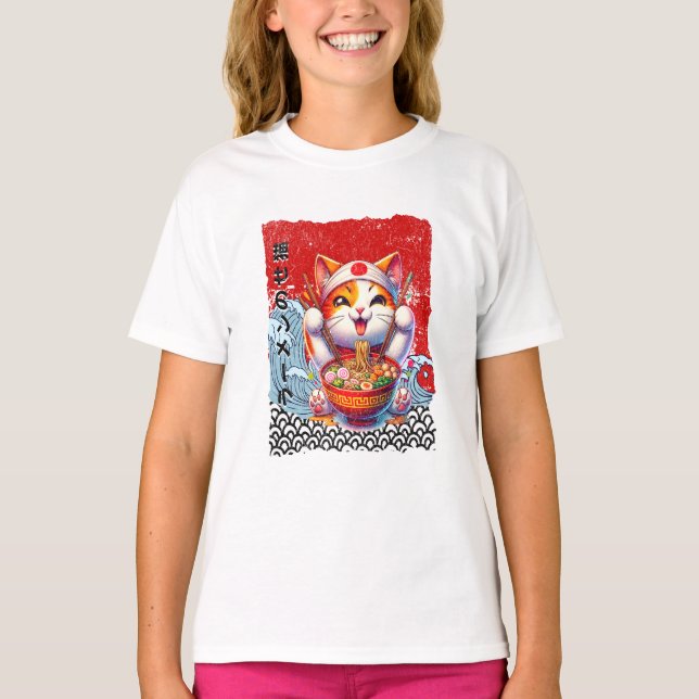 Lucky Cat Noodle Love T-Shirt (Front)