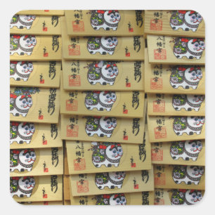 Lucky Cat Prayer Plaques: Tokyo, Japan Postcard Square Sticker