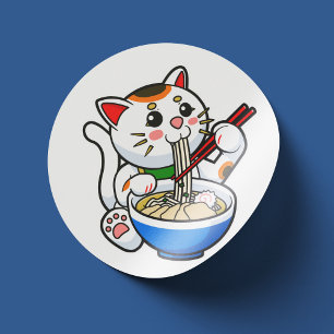 Lucky Cat Ramen Classic Round Sticker