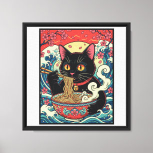 Lucky Cat Ramen Noodle Art Canvas Print