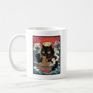 Lucky Cat Ramen Noodle Art Coffee Mug