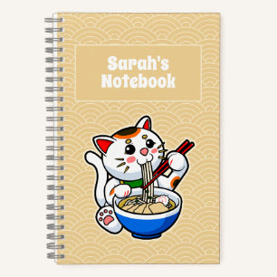 Lucky Cat Ramen Personalised Notebook