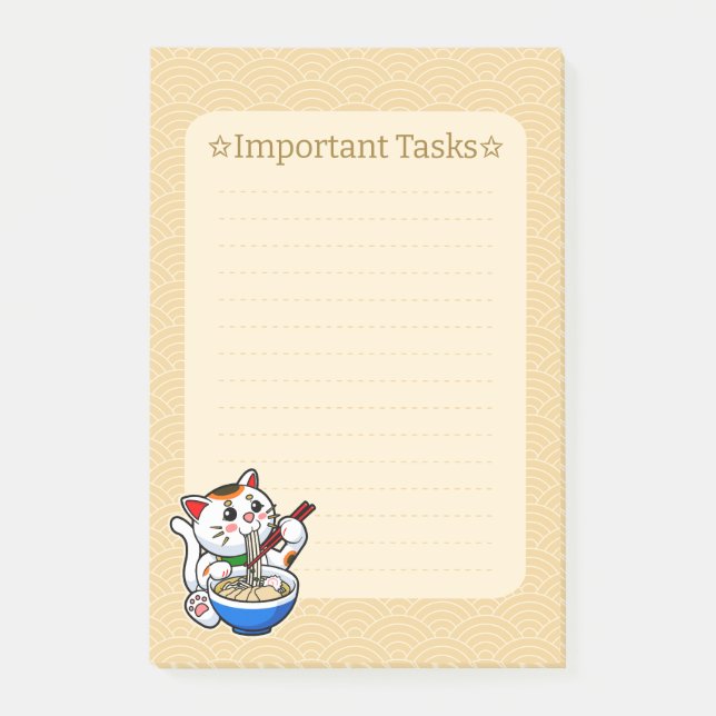 Lucky Cat Ramen Post-it Notes (Front)