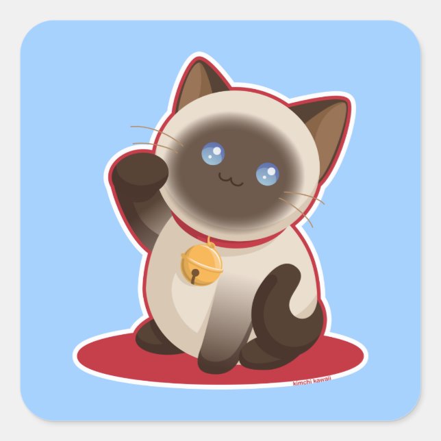 Lucky Cat Square Sticker (Front)