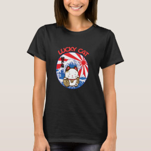 Lucky Cat & The Great Wave Japanese Style T-Shirt