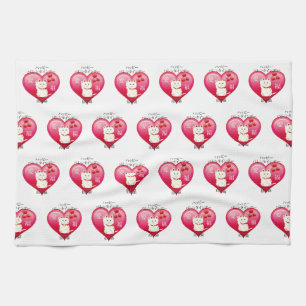Lucky Cat with Love Tea Towel