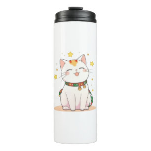 Lucky Cat with Stars Kawaii Design Thermal Tumbler