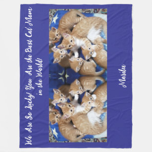 Lucky Cats Best Mom Fleece Blanket