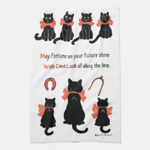 Lucky Cats, Louis Wain Tea Towel