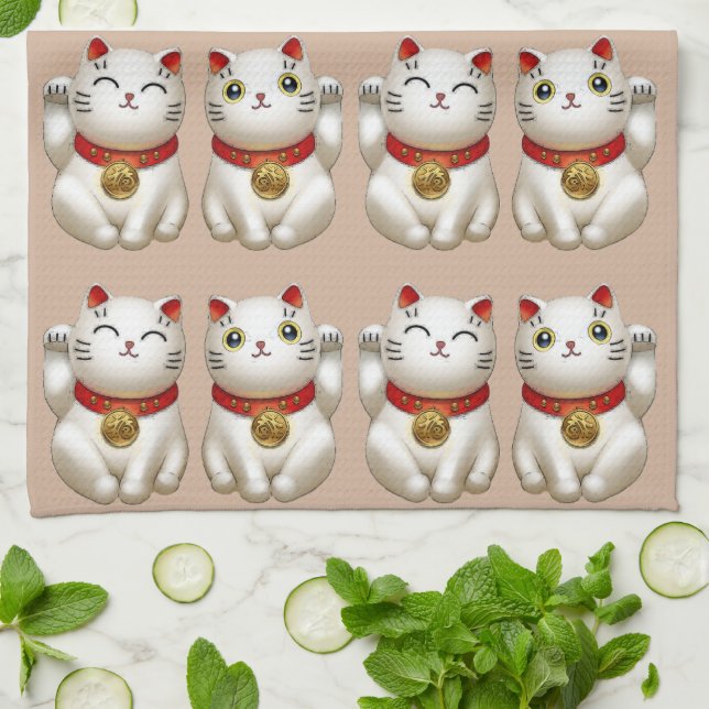 Lucky Cats Tea Towel (Folded)