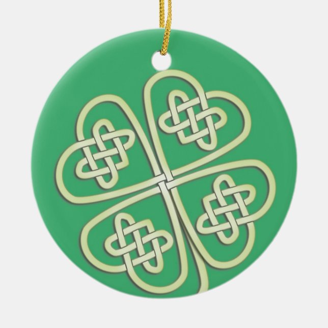 Lucky Celtic Clover Round Ornament (Front)