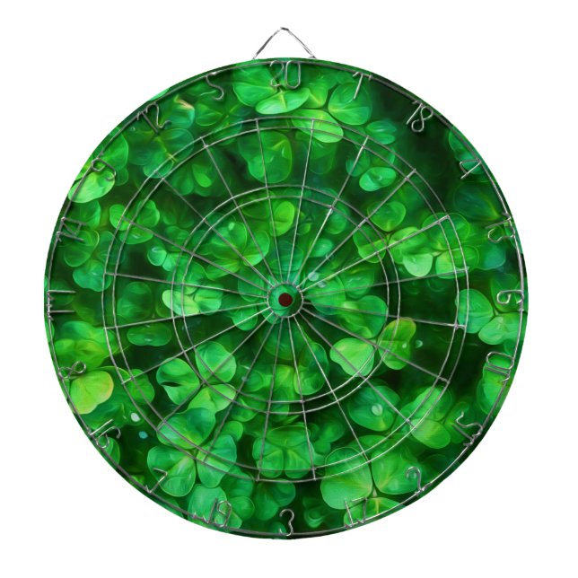 Lucky Celtic Irish Green Shamrocks Dartboard (Front)