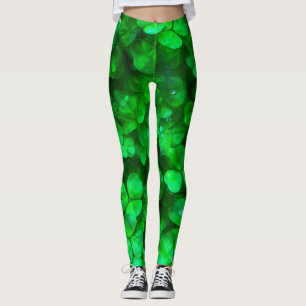 Lucky Celtic Irish Green Shamrocks Leggings